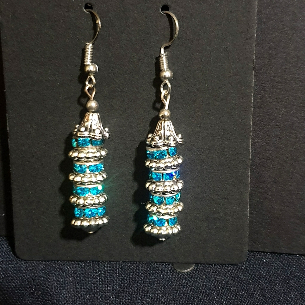 Handmade earrings teal beads
